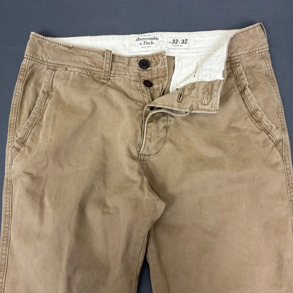 Y2K Abercrombie & Fitch Khaki Chino Straight Leg Pants Men's Size 32x30 Brown